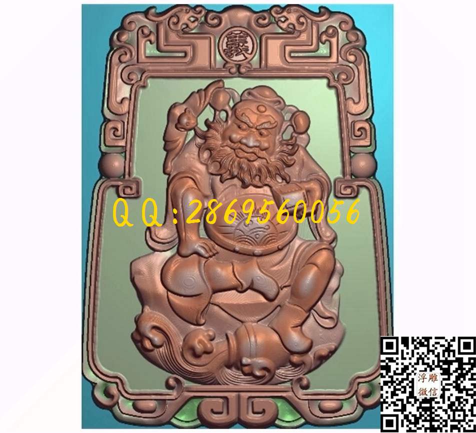 钟馗 47-65-8_玉雕花件牌子图木雕牙雕挂件46牌精雕图浮雕图